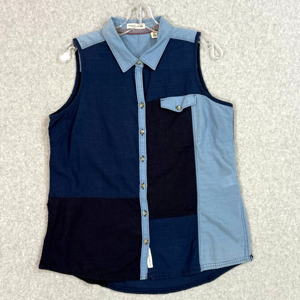 Toad&Co Las Indigas Sleeveless Top Size L Organic Cotton Lightweight Hike Earthy